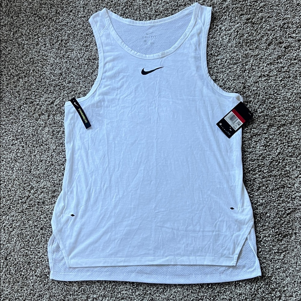 Nike White Tank Top with Black Swoosh